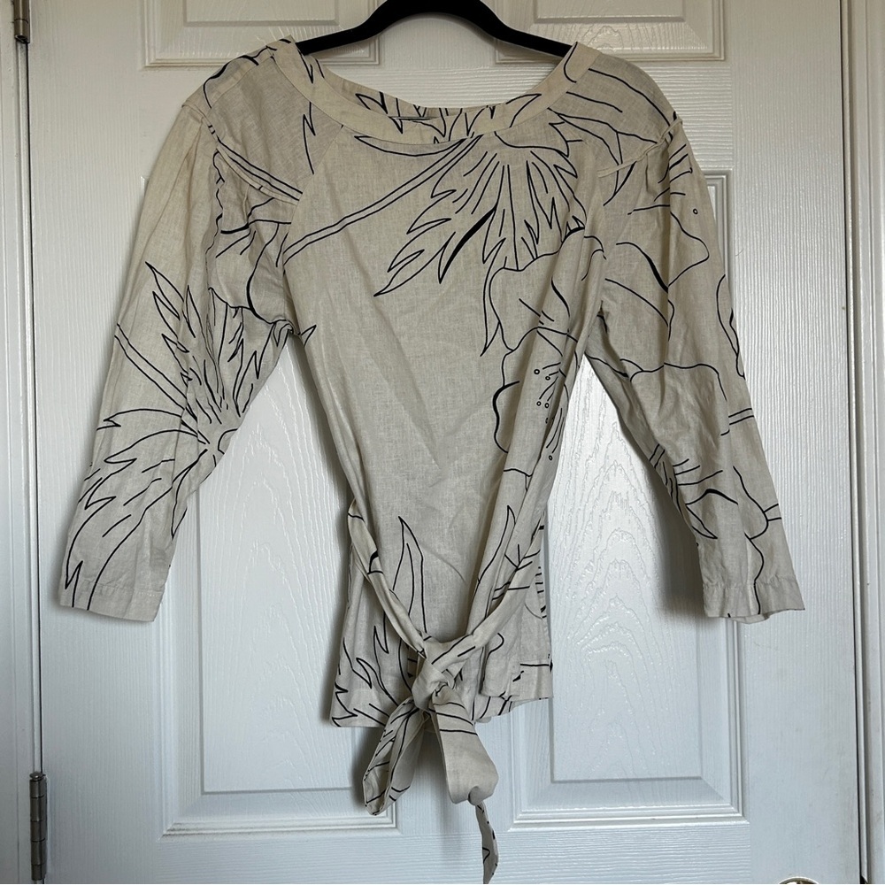 Banana Republic Linen Blend Floral Vacation Summer Cruise Beach Top Women Small